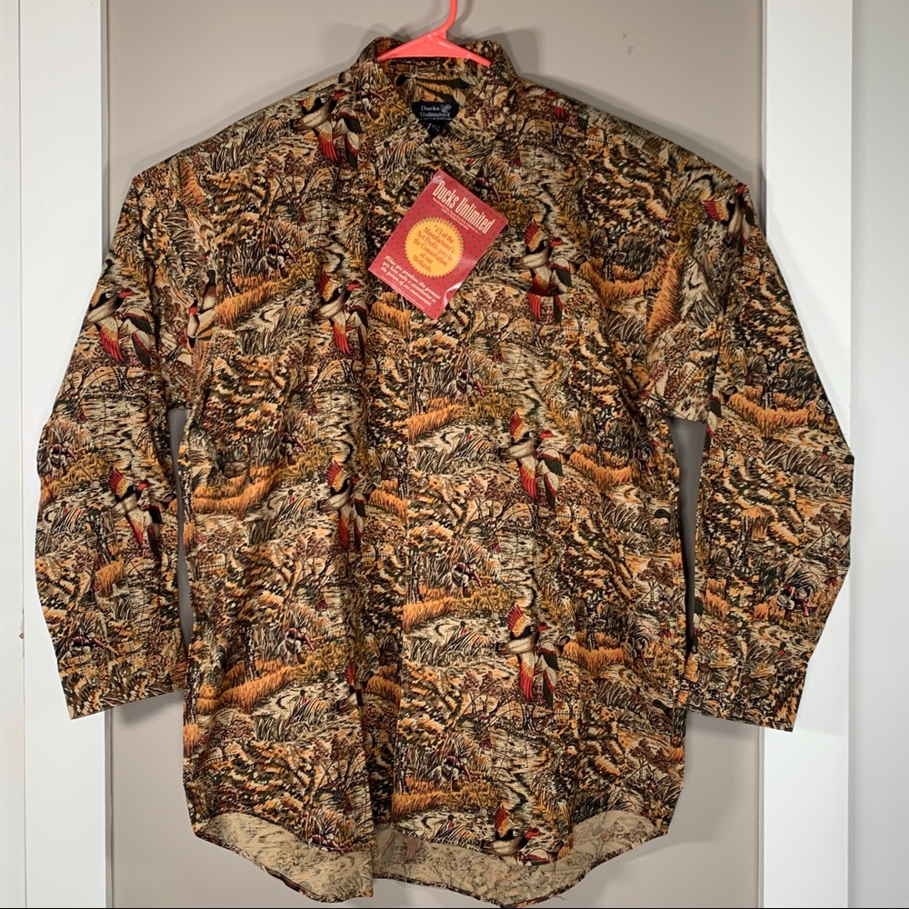 Ducks Unlimited Button Down Duck Print Sz L